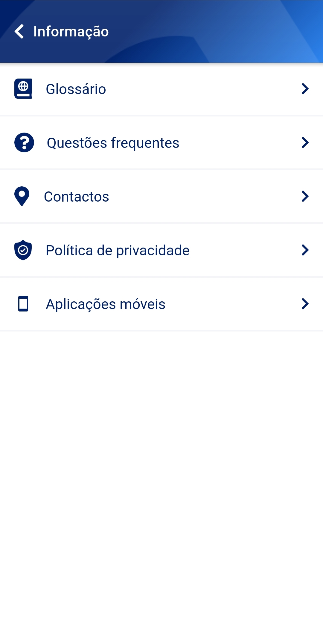App CGA Directa ecrã de informação slide 2 de 14